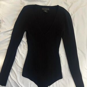 House of Harlow 1960 Black Ribbed Bodysuit